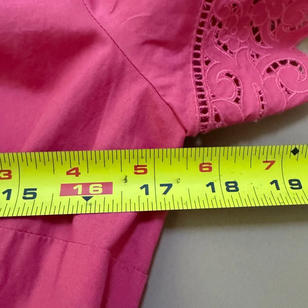Talbots Pink Cotton Eyelet Scallop Collar Shirt Dress Womens Size 6 Party Garden - Picture 5 of 10